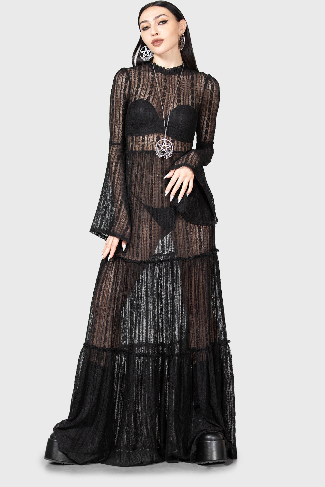 Amanita's Sorrow Maxi Dress, Black - Killstar - Victoria Poison