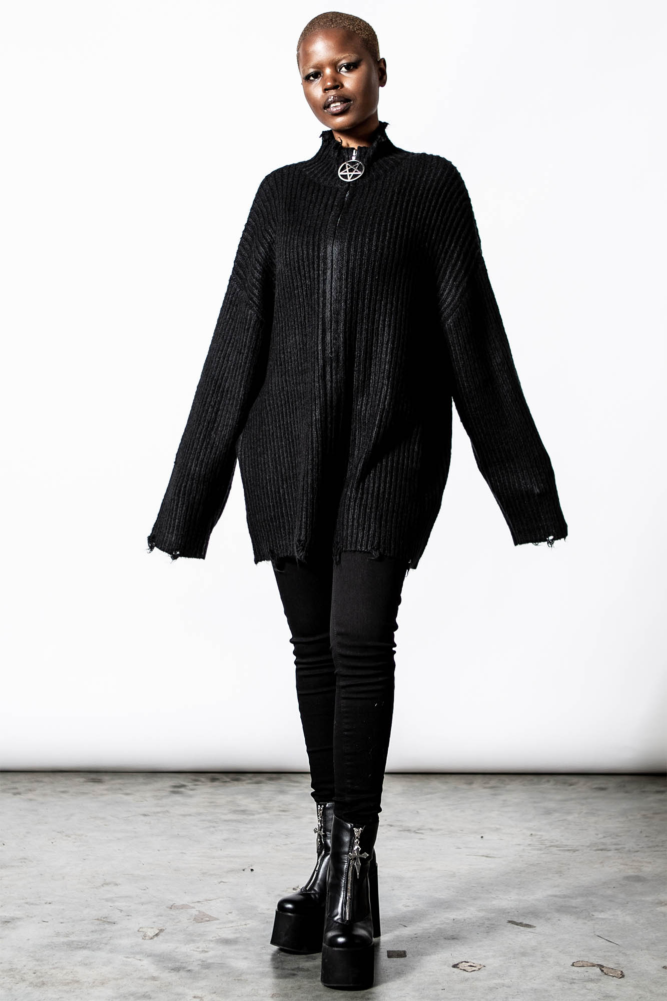 End of the Line Knit Zip Sweater - Killstar - Victoria